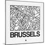 White Map of Brussels-NaxArt-Mounted Art Print