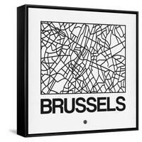 White Map of Brussels-NaxArt-Framed Stretched Canvas