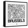 White Map of Brussels-NaxArt-Framed Stretched Canvas