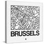 White Map of Brussels-NaxArt-Stretched Canvas