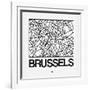 White Map of Brussels-NaxArt-Framed Art Print