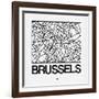 White Map of Brussels-NaxArt-Framed Art Print