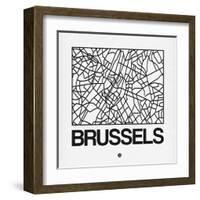 White Map of Brussels-NaxArt-Framed Art Print