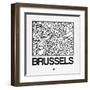 White Map of Brussels-NaxArt-Framed Art Print