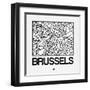 White Map of Brussels-NaxArt-Framed Art Print