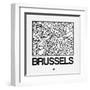 White Map of Brussels-NaxArt-Framed Art Print