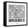 White Map of Brussels-NaxArt-Framed Stretched Canvas