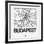 White Map of Budapest-NaxArt-Framed Art Print