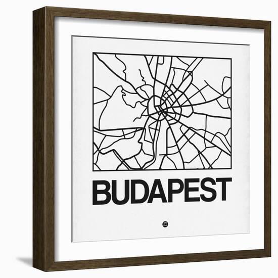 White Map of Budapest-NaxArt-Framed Art Print