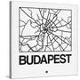 White Map of Budapest-NaxArt-Stretched Canvas