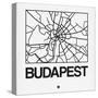 White Map of Budapest-NaxArt-Stretched Canvas