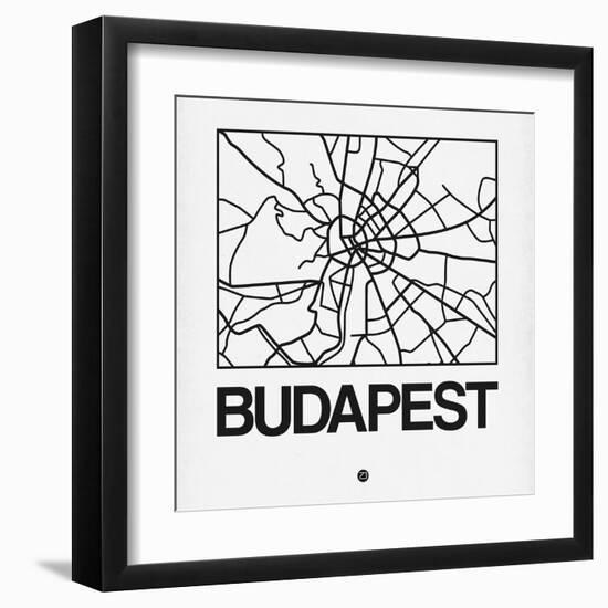 White Map of Budapest-NaxArt-Framed Art Print