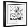 White Map of Budapest-NaxArt-Framed Art Print