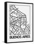 White Map of Buenos Aires-NaxArt-Framed Stretched Canvas