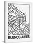 White Map of Buenos Aires-NaxArt-Stretched Canvas