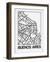White Map of Buenos Aires-NaxArt-Framed Art Print