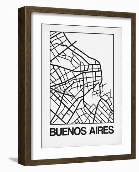 White Map of Buenos Aires-NaxArt-Framed Art Print