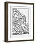 White Map of Buenos Aires-NaxArt-Framed Art Print