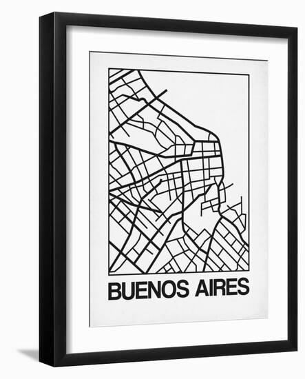 White Map of Buenos Aires-NaxArt-Framed Art Print