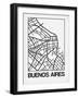 White Map of Buenos Aires-NaxArt-Framed Art Print