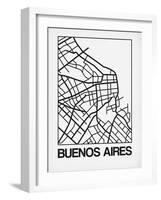 White Map of Buenos Aires-NaxArt-Framed Art Print