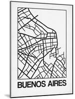 White Map of Buenos Aires-NaxArt-Mounted Art Print
