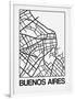 White Map of Buenos Aires-NaxArt-Framed Art Print