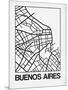White Map of Buenos Aires-NaxArt-Mounted Art Print
