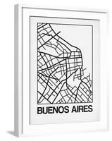 White Map of Buenos Aires-NaxArt-Framed Art Print