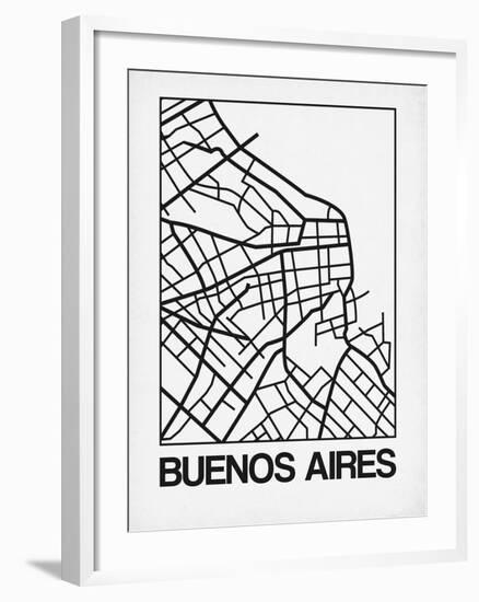 White Map of Buenos Aires-NaxArt-Framed Art Print