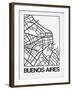 White Map of Buenos Aires-NaxArt-Framed Art Print