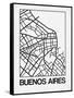 White Map of Buenos Aires-NaxArt-Framed Stretched Canvas