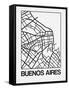 White Map of Buenos Aires-NaxArt-Framed Stretched Canvas
