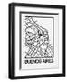 White Map of Buenos Aires-NaxArt-Framed Art Print