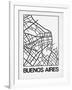 White Map of Buenos Aires-NaxArt-Framed Art Print