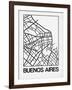 White Map of Buenos Aires-NaxArt-Framed Art Print