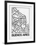 White Map of Buenos Aires-NaxArt-Framed Art Print