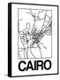 White Map of Cairo-NaxArt-Framed Stretched Canvas