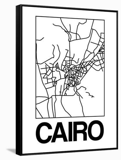 White Map of Cairo-NaxArt-Framed Stretched Canvas