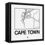 White Map of Cape Town-NaxArt-Framed Stretched Canvas