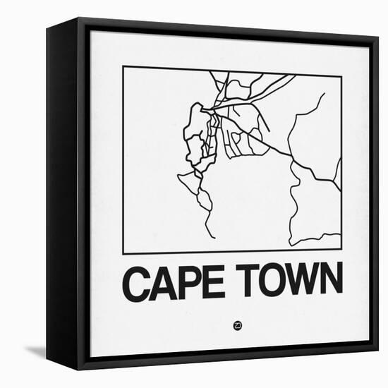 White Map of Cape Town-NaxArt-Framed Stretched Canvas