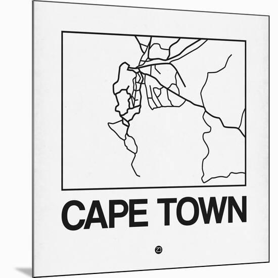 White Map of Cape Town-NaxArt-Mounted Art Print