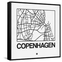 White Map of Copenhagen-NaxArt-Framed Stretched Canvas