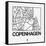 White Map of Copenhagen-NaxArt-Framed Stretched Canvas