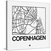 White Map of Copenhagen-NaxArt-Stretched Canvas