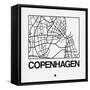 White Map of Copenhagen-NaxArt-Framed Stretched Canvas