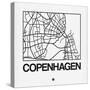 White Map of Copenhagen-NaxArt-Stretched Canvas