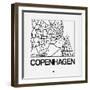 White Map of Copenhagen-NaxArt-Framed Art Print