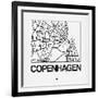 White Map of Copenhagen-NaxArt-Framed Art Print