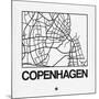White Map of Copenhagen-NaxArt-Mounted Art Print